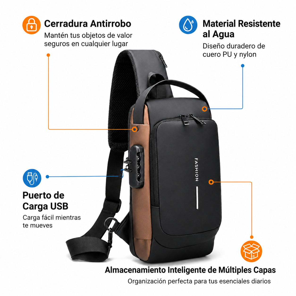 Mochila Antirrobo USB Impermeable